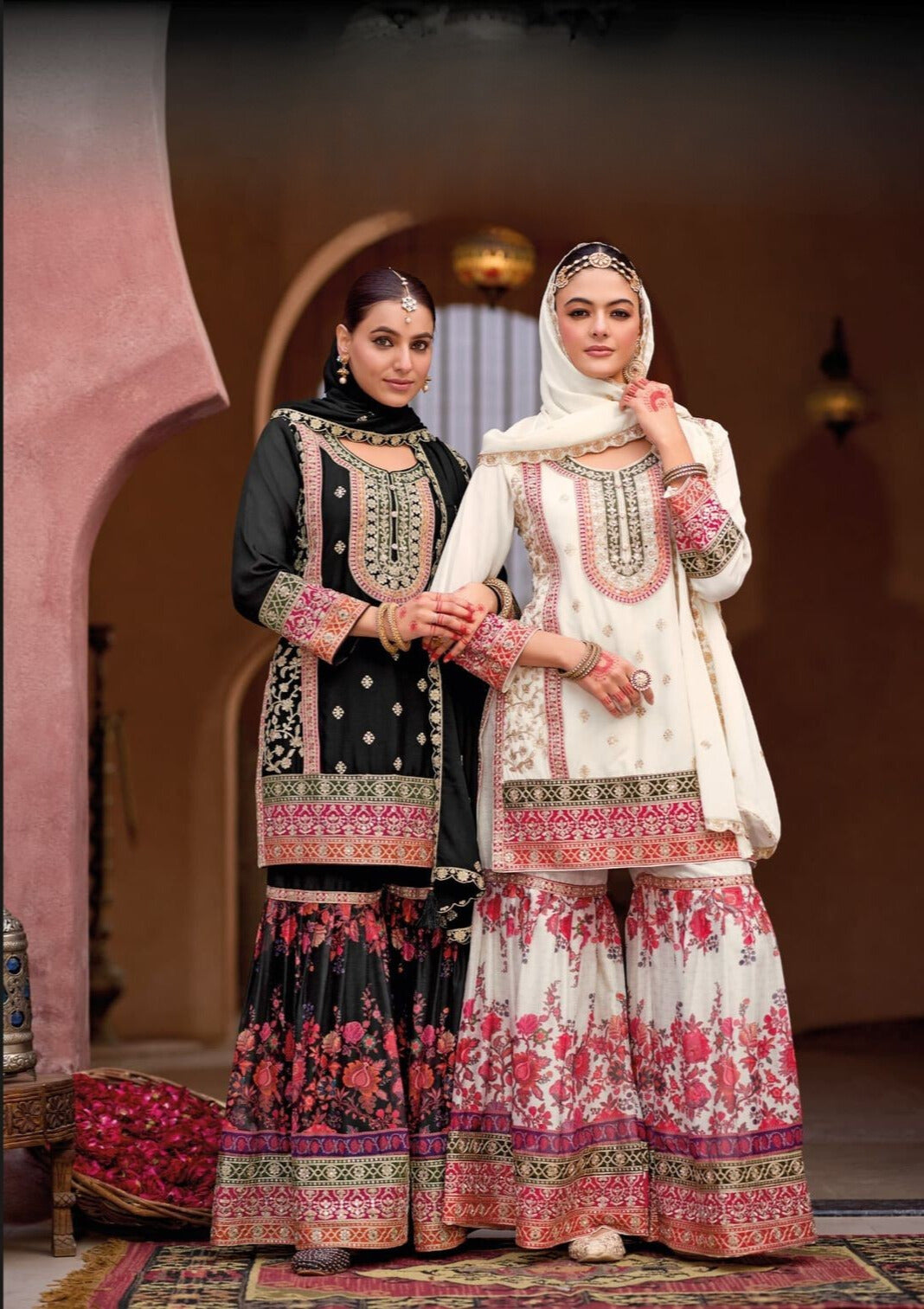Heavy Chinon Sharara Suit with Intricate Embroidery Work