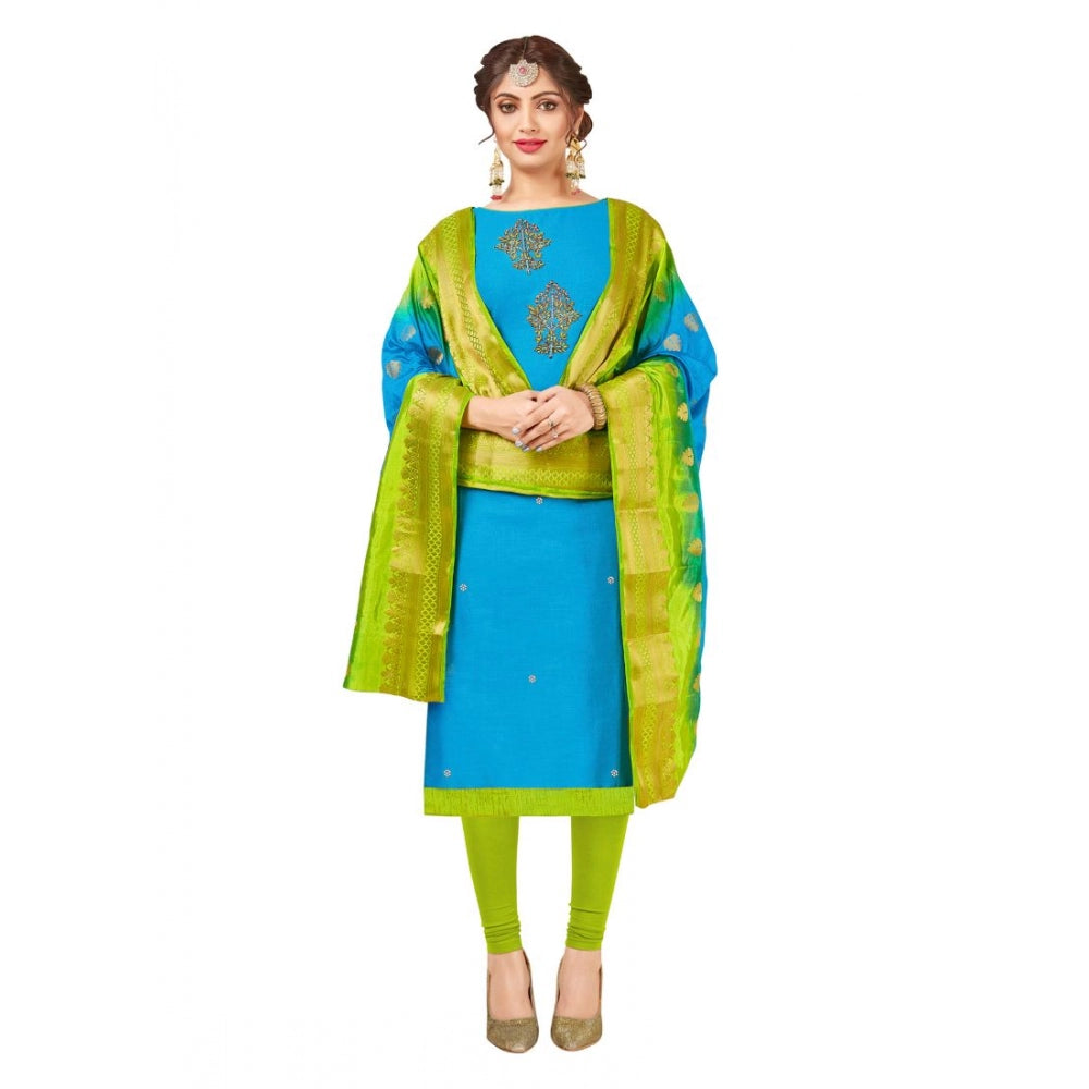 Ranili South Slub Cotton Unstitched Salwar-suit Material With Dupatta