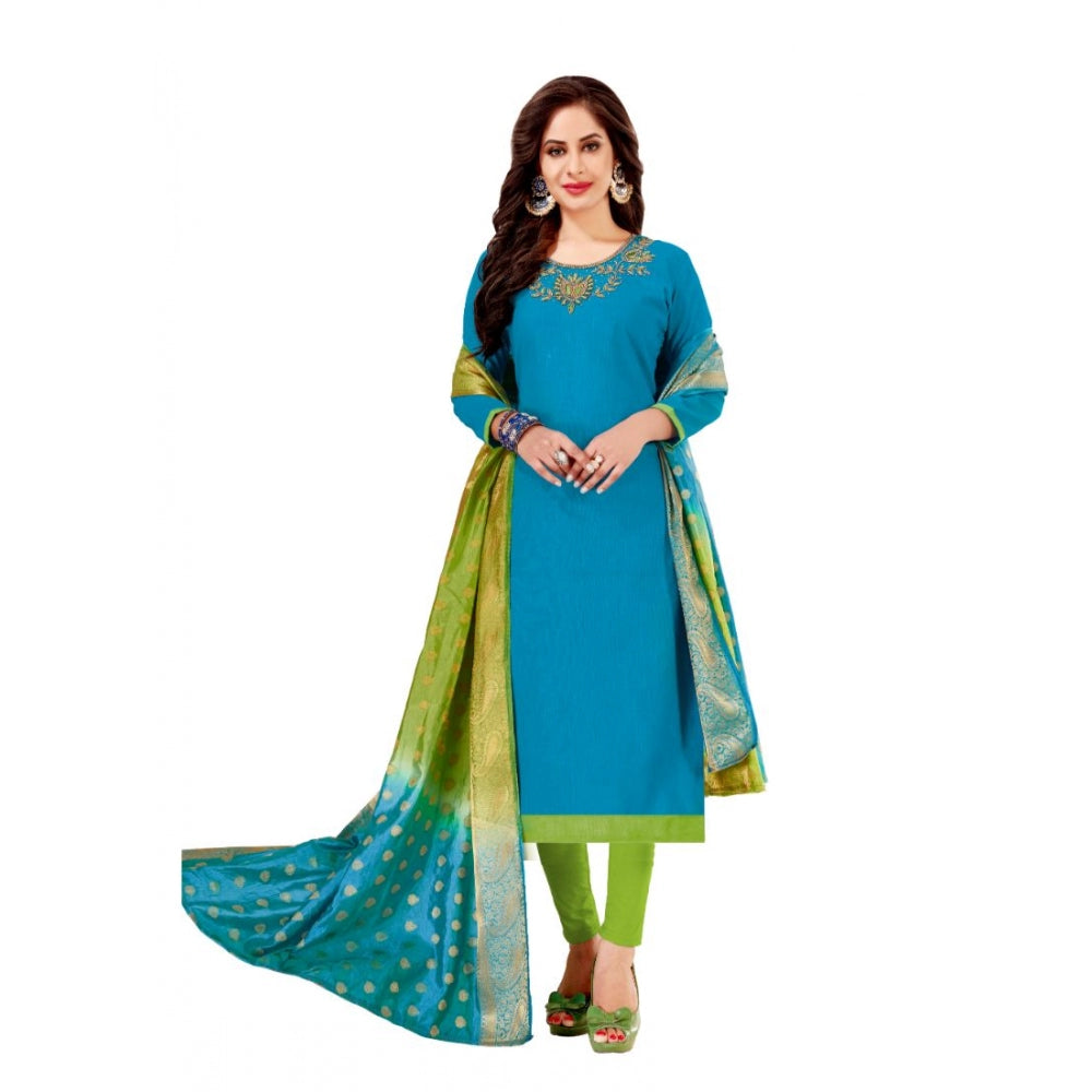 Ranili Slub Cotton Unstitched Salwar-suit Material With Dupatta