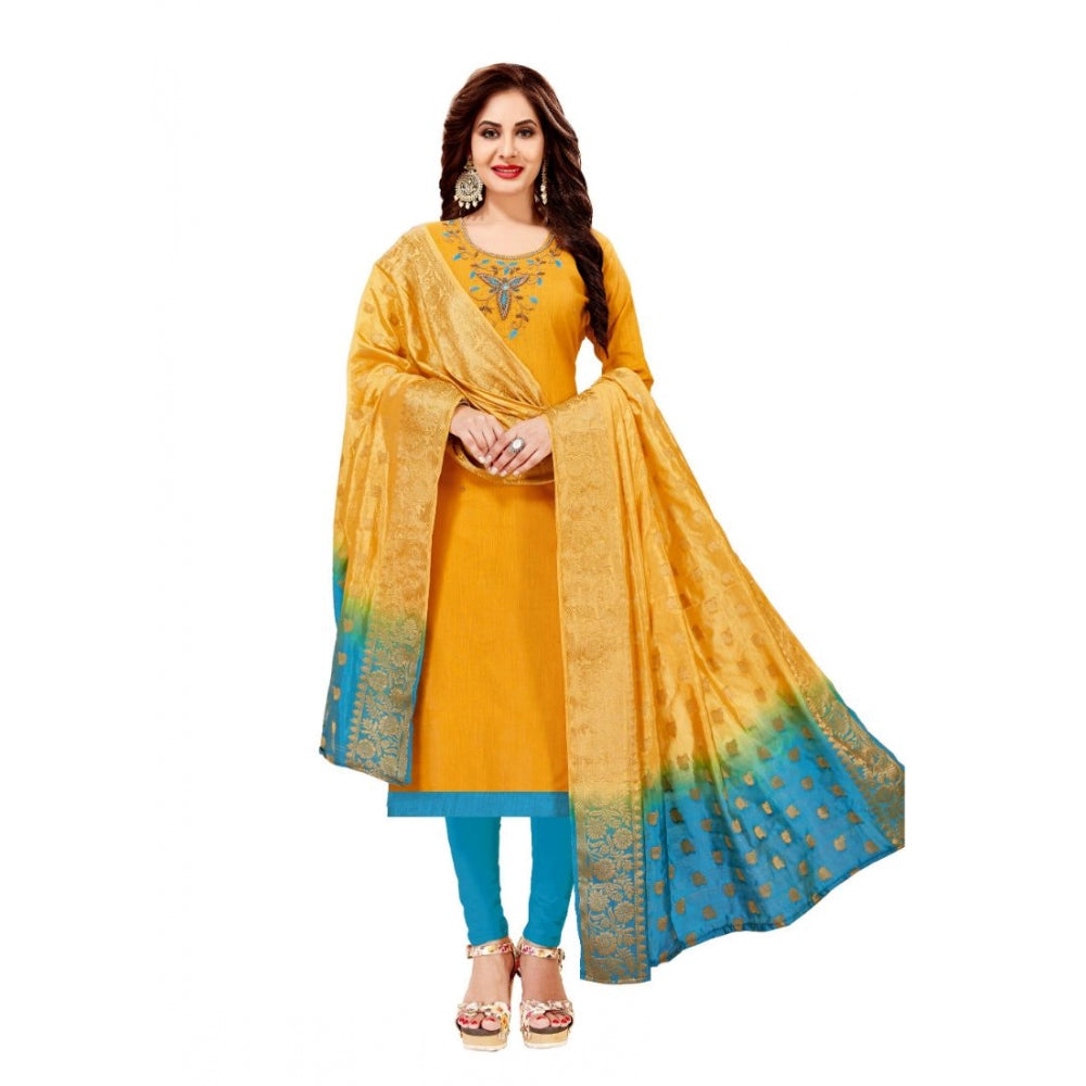 Ranili Slub Cotton Unstitched Salwar-suit Material With Dupatta