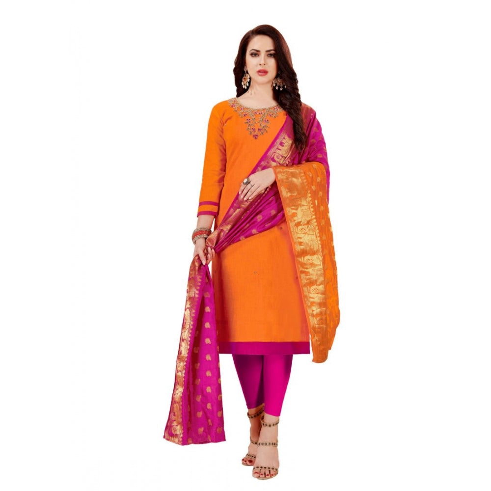 Ranili Slub Cotton Unstitched Salwar-suit Material With Dupatta