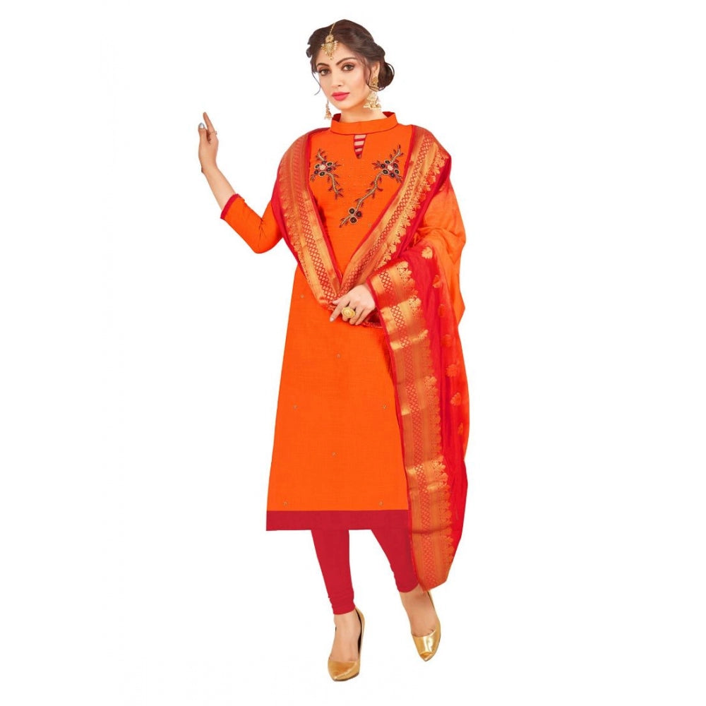 Ranili South Slub Cotton Unstitched Salwar-suit Material With Dupatta