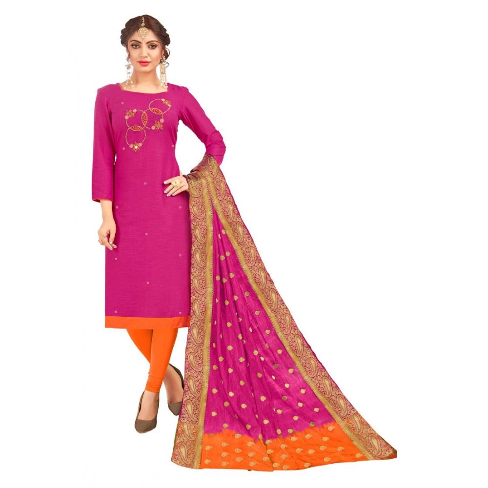 Ranili South Slub Cotton Unstitched Salwar-suit Material With Dupatta