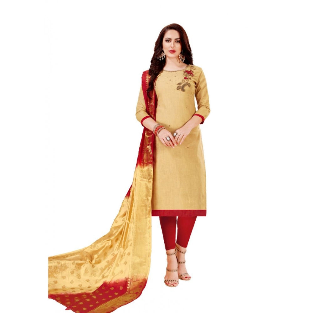 Ranili Slub Cotton Unstitched Salwar-suit Material With Dupatta