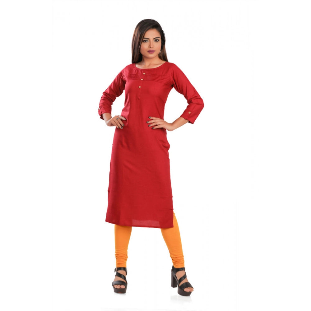 Ranili Rayon Self Pattern Straight Kurti-maroon