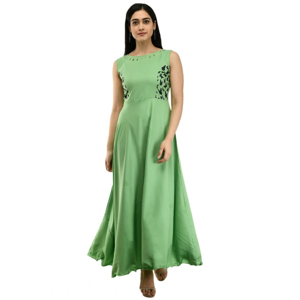 Ranili Crepe Solid Sleeveless Full Length Gown