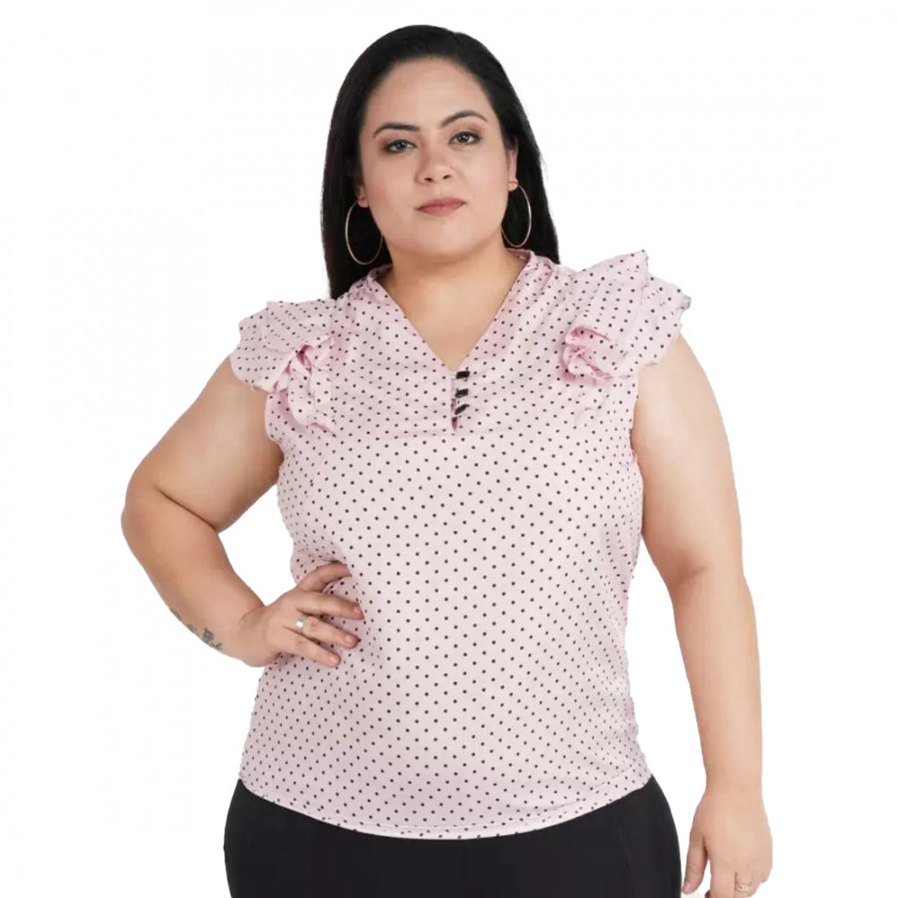 Ranili Casual Flared Sleeve Printed Pink Top