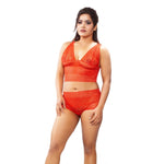 Ranili Lace Bra And Panty Set Self Design Lingerie Set