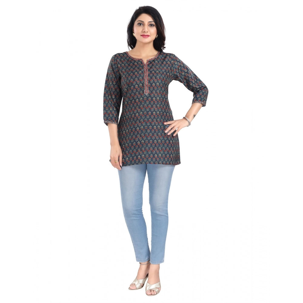 Ranili 3/4th Sleeve Viscose Blend Tunic Short Top