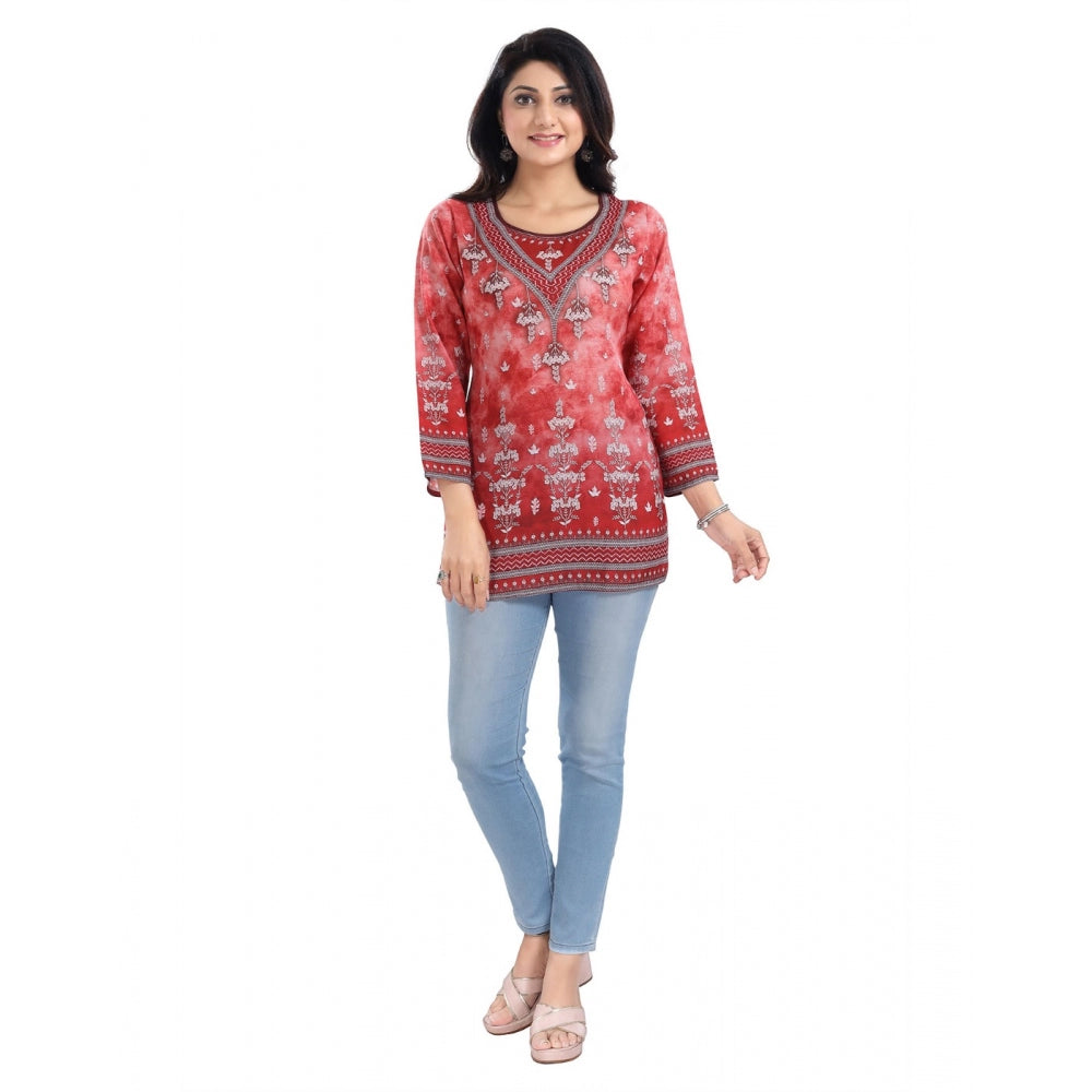Ranili 3/4th Sleeve Faux Crepe Tunic Short Top