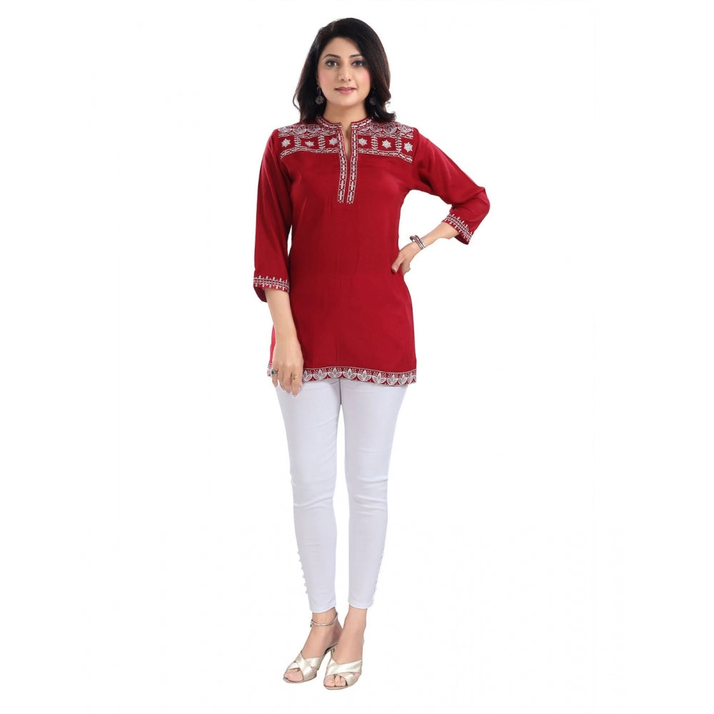 Ranili 3/4th Sleeve Viscose Tunic Short Top