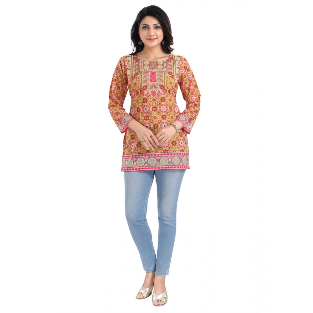 Ranili 3/4th Sleeve Faux Crepe Tunic Short Top