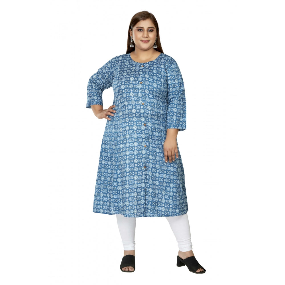 Ranili Casual 3/4th Sleeve Regular Printed Pure Cotton Prince Cut A-line Kurti