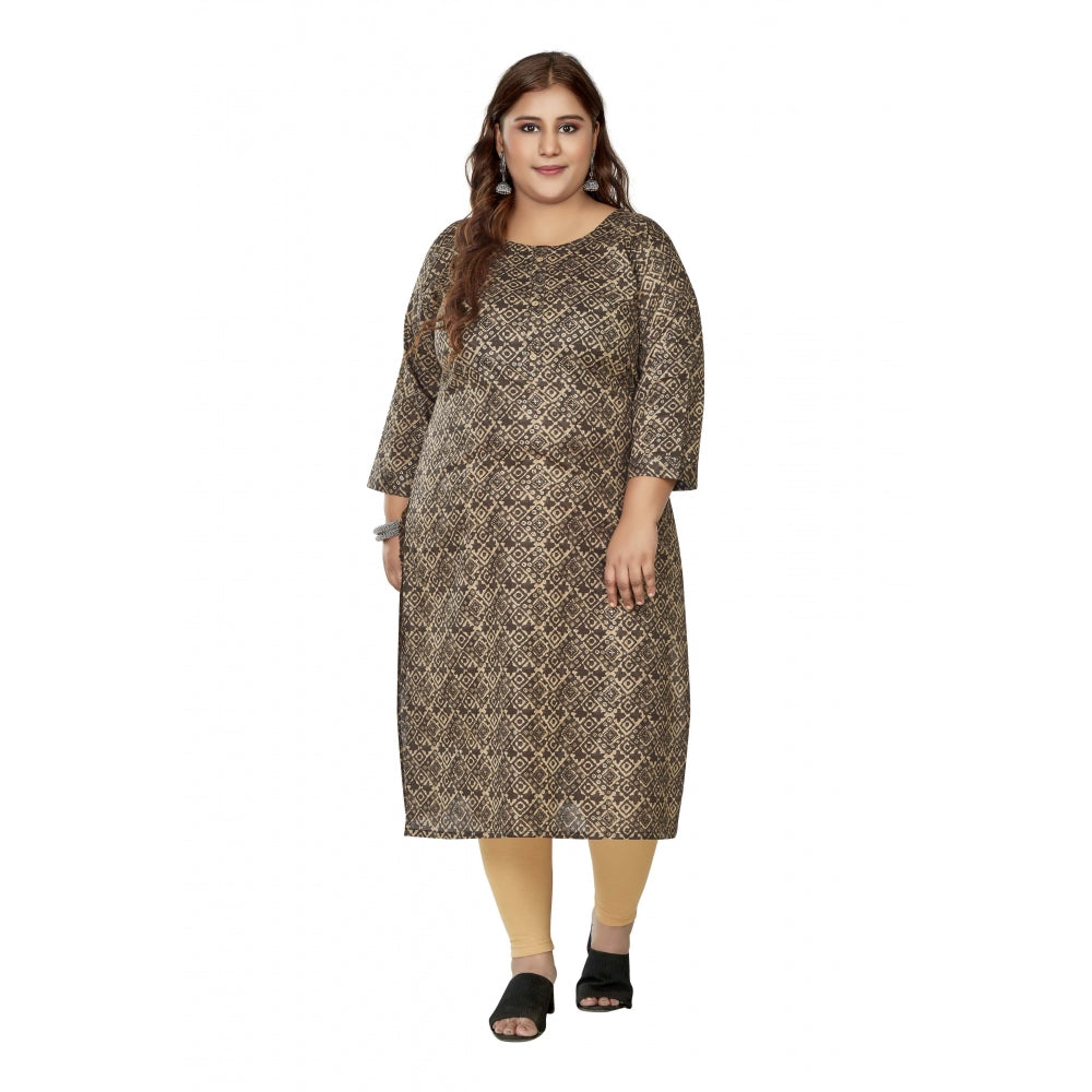 Ranili Casual 3/4th Sleeve Golden Foil Printed Capsule Cotton Straight Kurti
