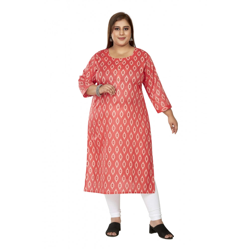 Ranili Casual 3/4th Sleeve Ikkat Printed Pure Cotton Straight Kurti