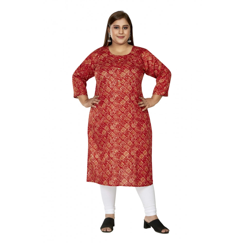 Ranili Casual 3/4th Sleeve Golden Foil Printed Capsule Cotton Straight Kurti