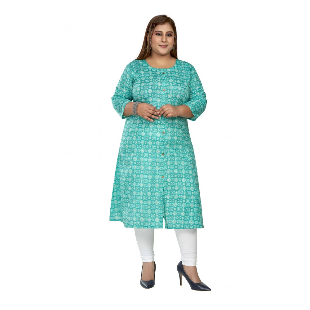 Ranili Casual 3/4th Sleeve Regular Printed Pure Cotton Prince Cut A-line Kurti
