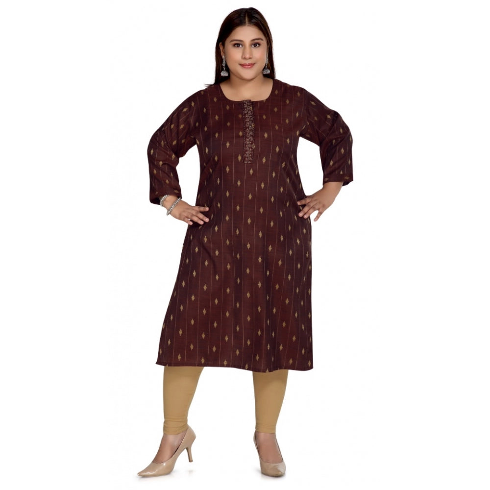 Ranili Casual 3/4th Sleeve Cotton Mix Golden Embroidered Straight Kurti