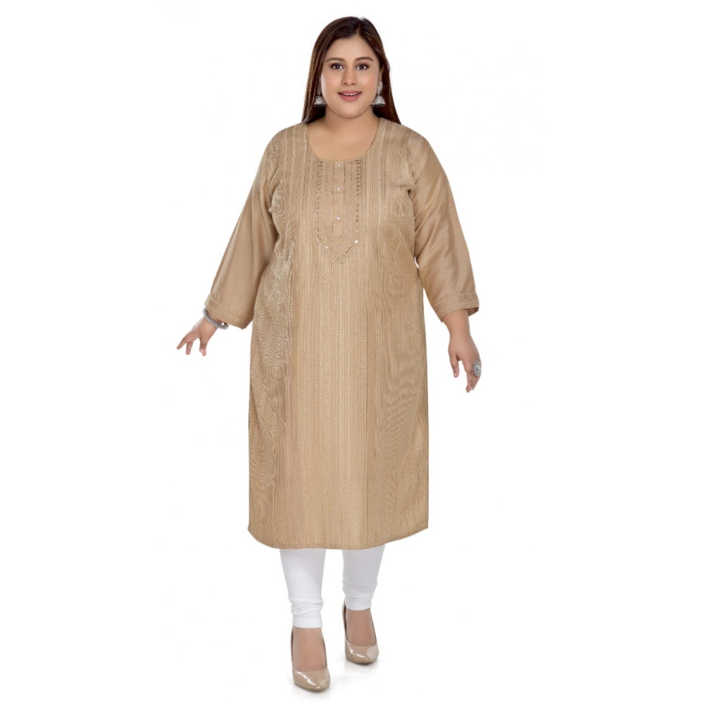 Ranili Casual 3/4th Sleeve Imported Fabric Self Embroidered Straight Kurti With Lining