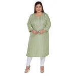 Ranili Casual 3/4th Sleeve Imported Fabric Self Embroidered Straight Kurti With Lining