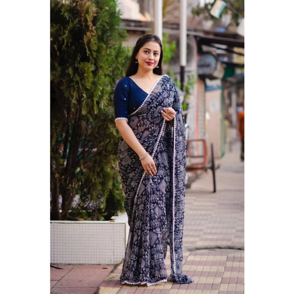 Ranili Georgette Printed Saree With Unstitched Blouse