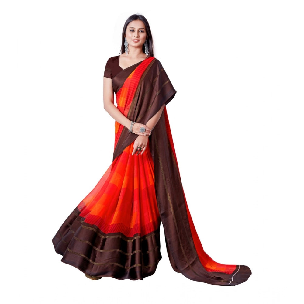 Ranili Satin Patta Printed Saree With Unstitched Blouse