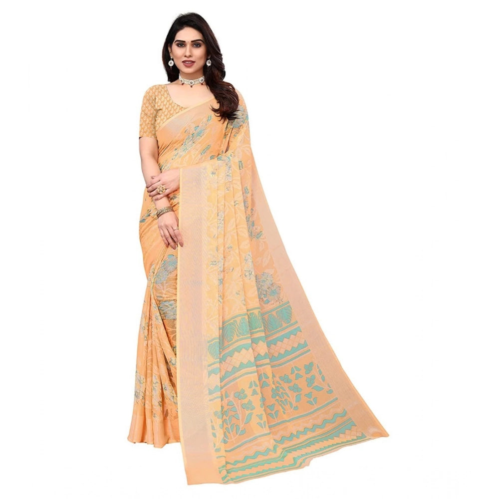 Ranili Viscose Rayon Printed Saree With Unstitched Blouse