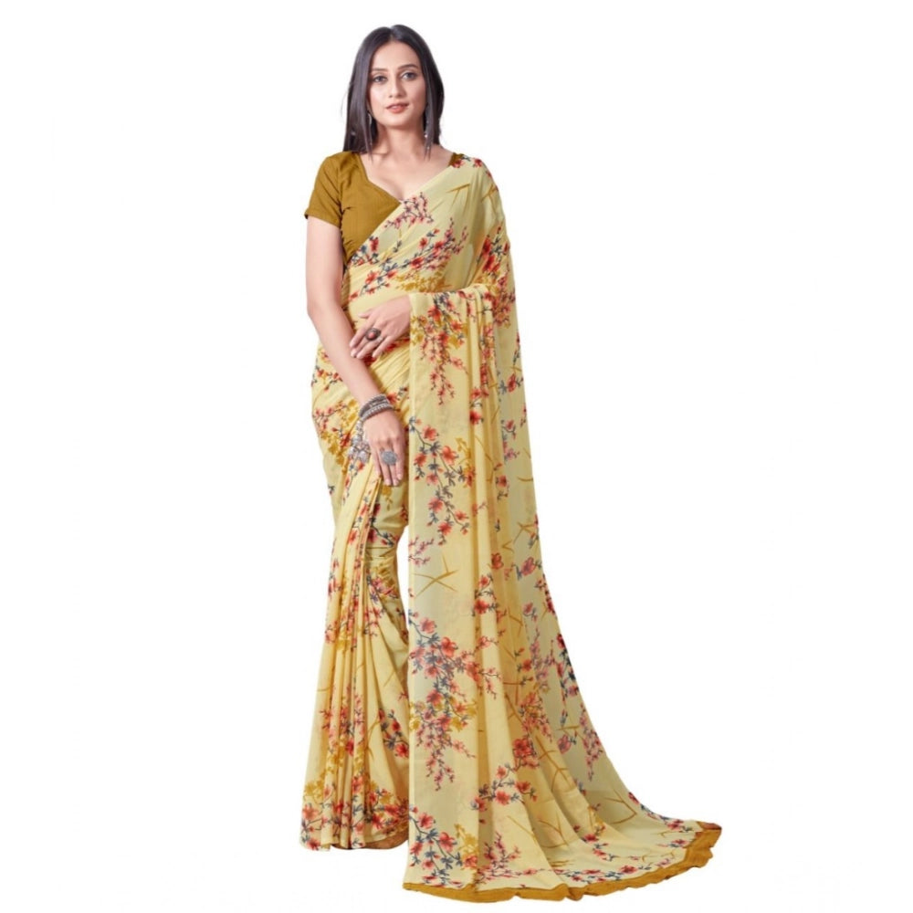 Ranili Georgette Printed Saree With Unstitched Blouse