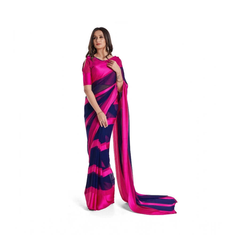 Ranili Satin Patta Printed Saree With Unstitched Blouse