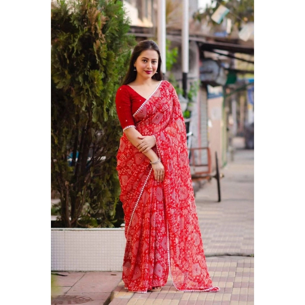 Ranili Georgette Printed Saree With Unstitched Blouse