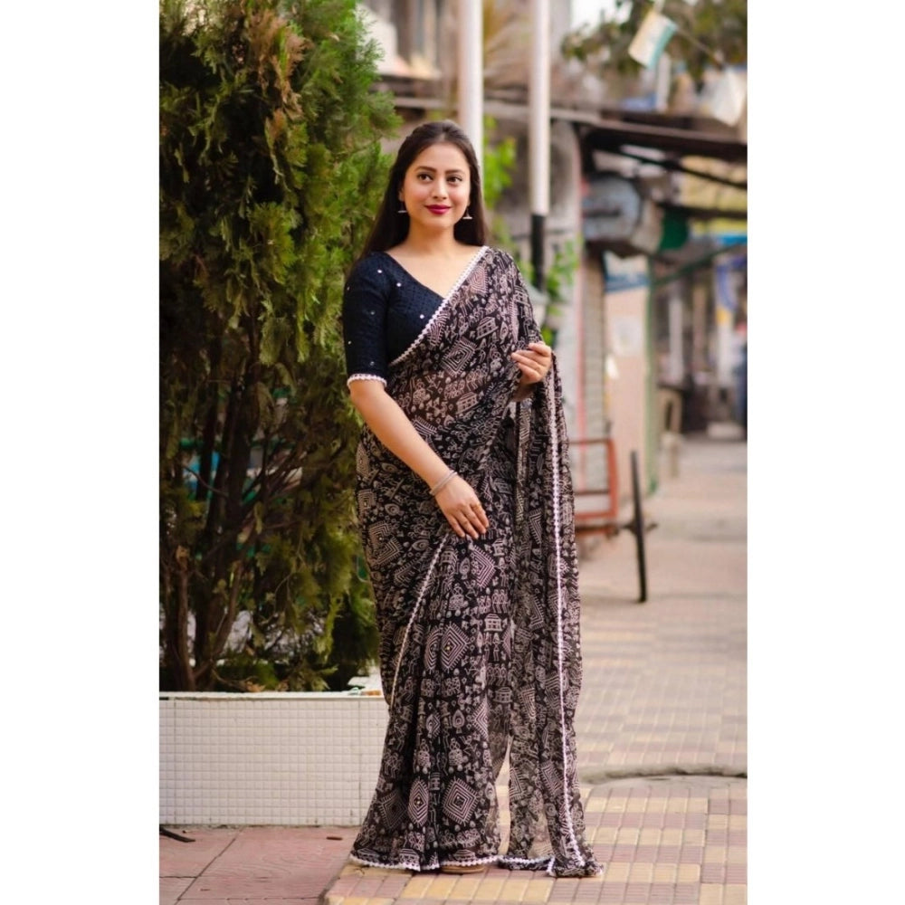 Ranili Georgette Printed Saree With Unstitched Blouse