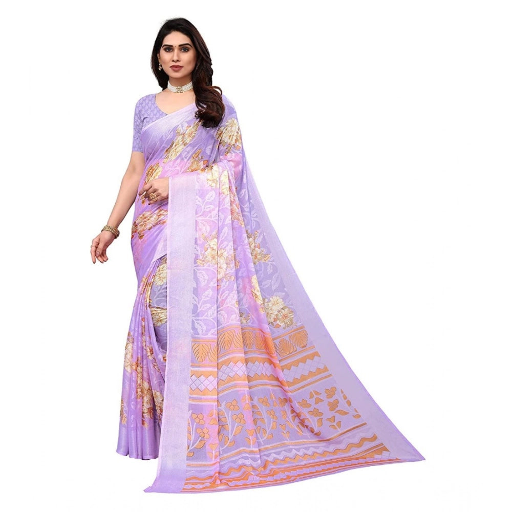 Ranili Viscose Rayon Printed Saree With Unstitched Blouse