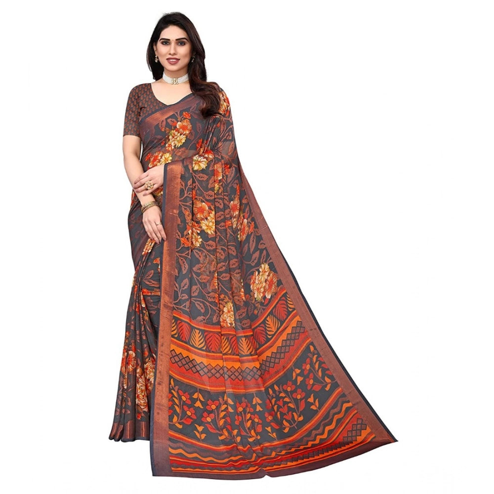 Ranili Viscose Rayon Printed Saree With Unstitched Blouse