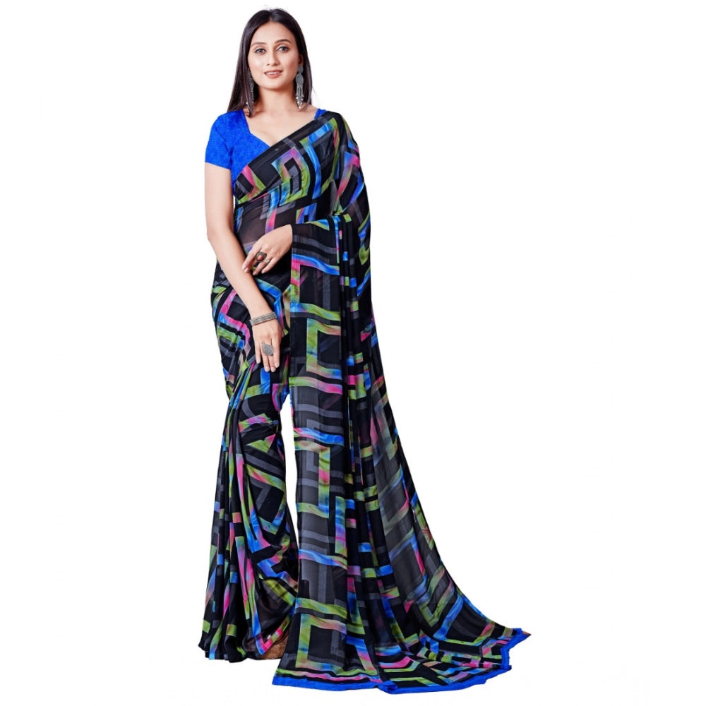 Ranili Georgette Printed Saree With Unstitched Blouse