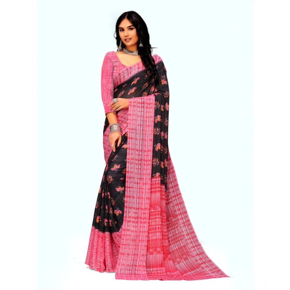 Ranili Georgette Printed Saree With Unstitched Blouse