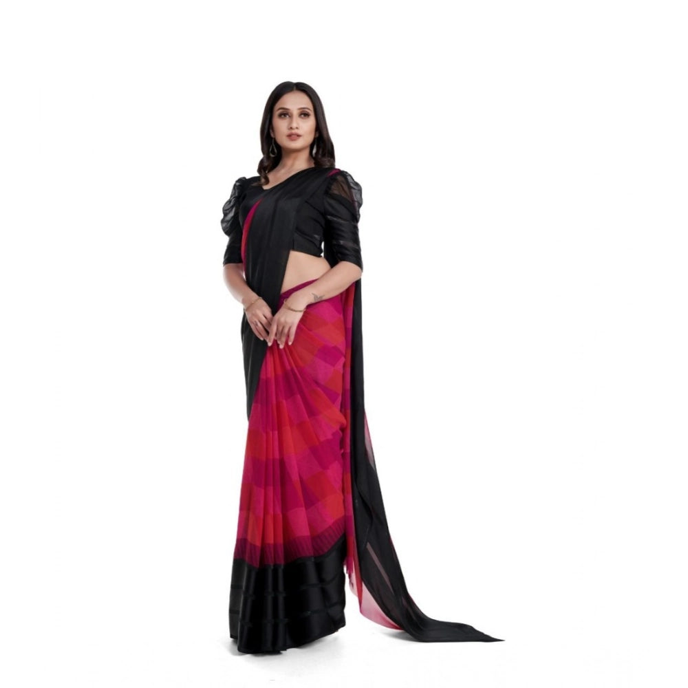 Ranili Satin Patta Printed Saree With Unstitched Blouse