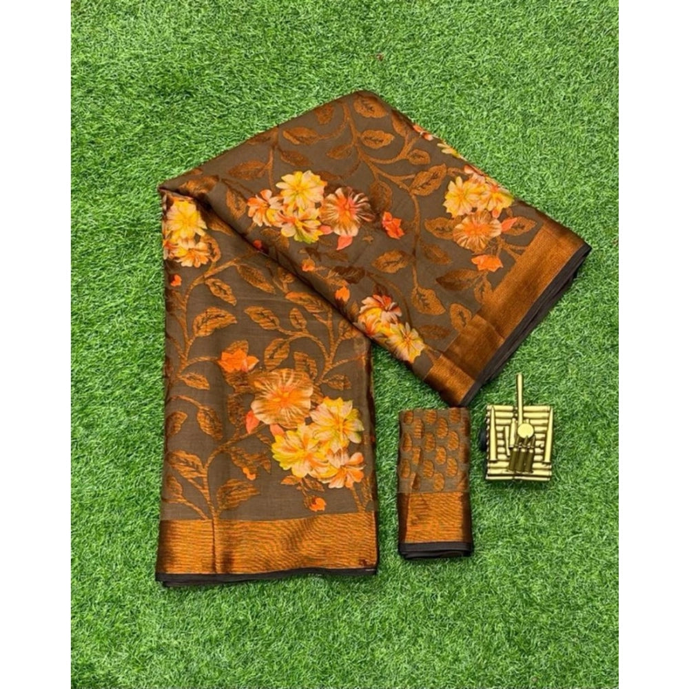 Ranili Viscose Rayon Printed Saree With Unstitched Blouse