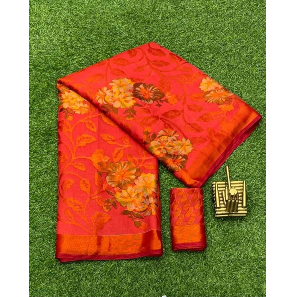 Ranili Viscose Rayon Printed Saree With Unstitched Blouse