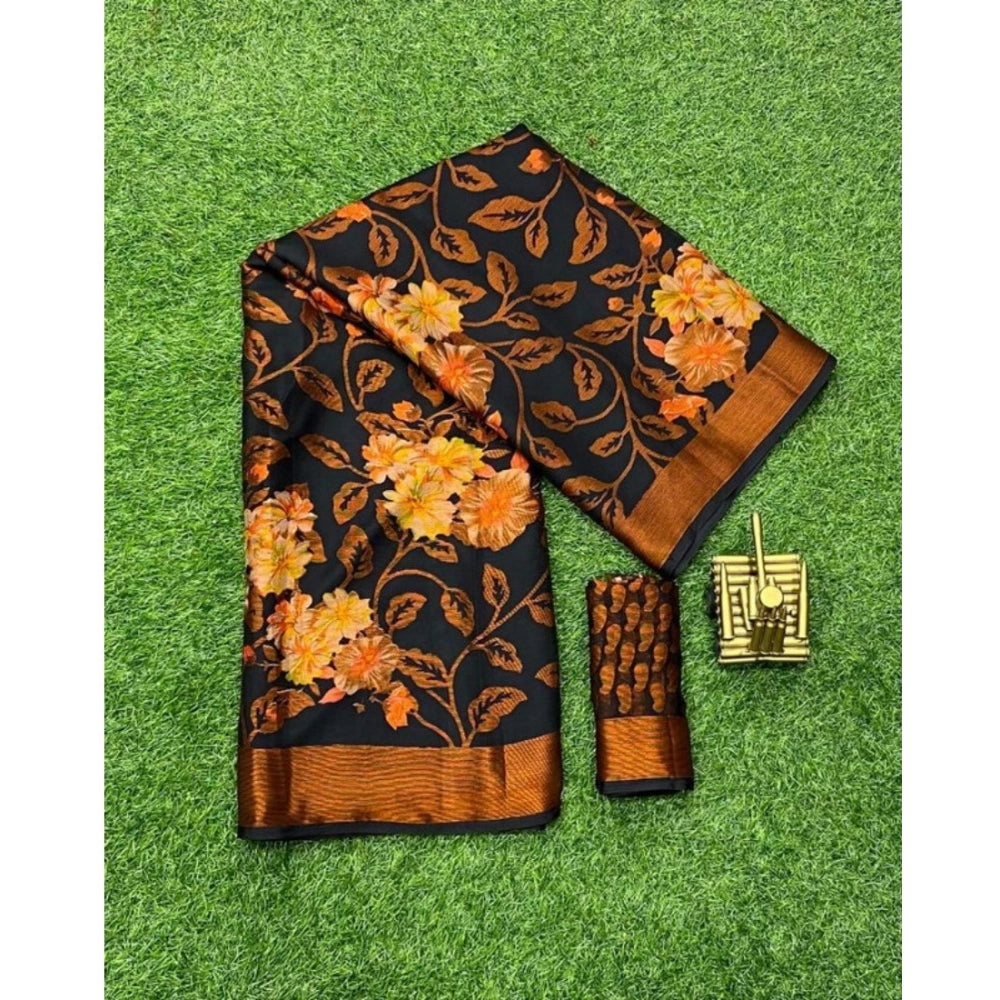Ranili Viscose Rayon Printed Saree With Unstitched Blouse