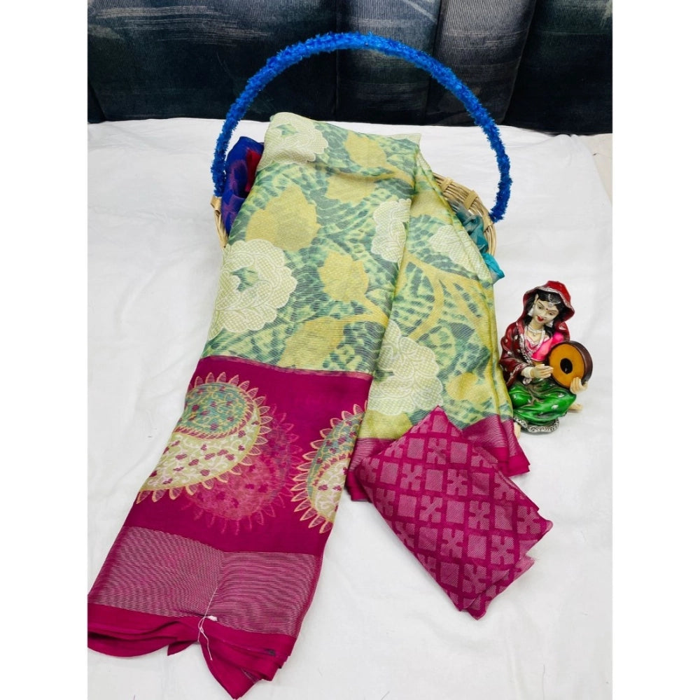 Ranili Viscose Rayon Printed Saree With Unstitched Blouse