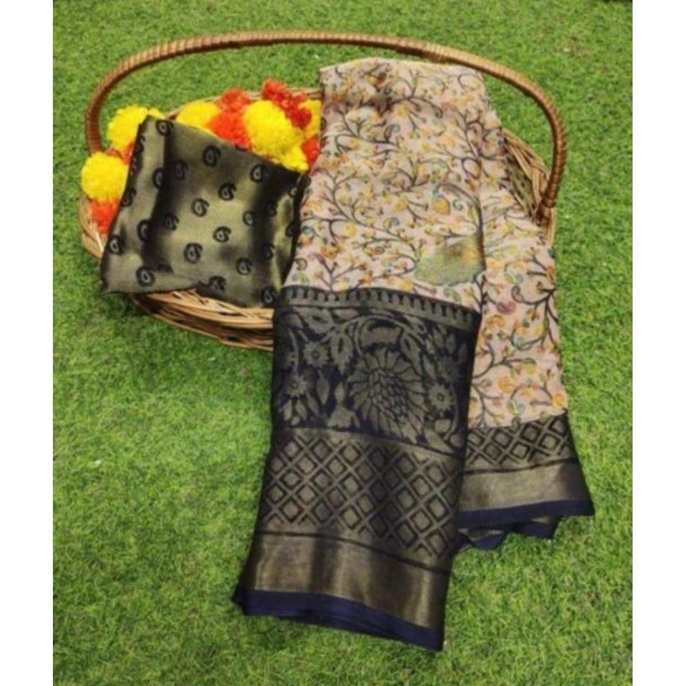 Ranili Viscose Rayon Printed Saree With Unstitched Blouse