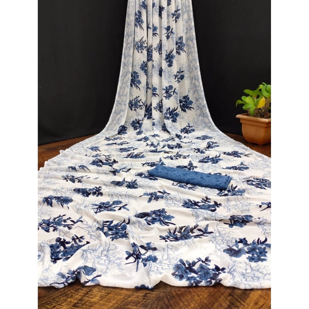 Ranili Georgette Printed Saree With Unstitched Blouse