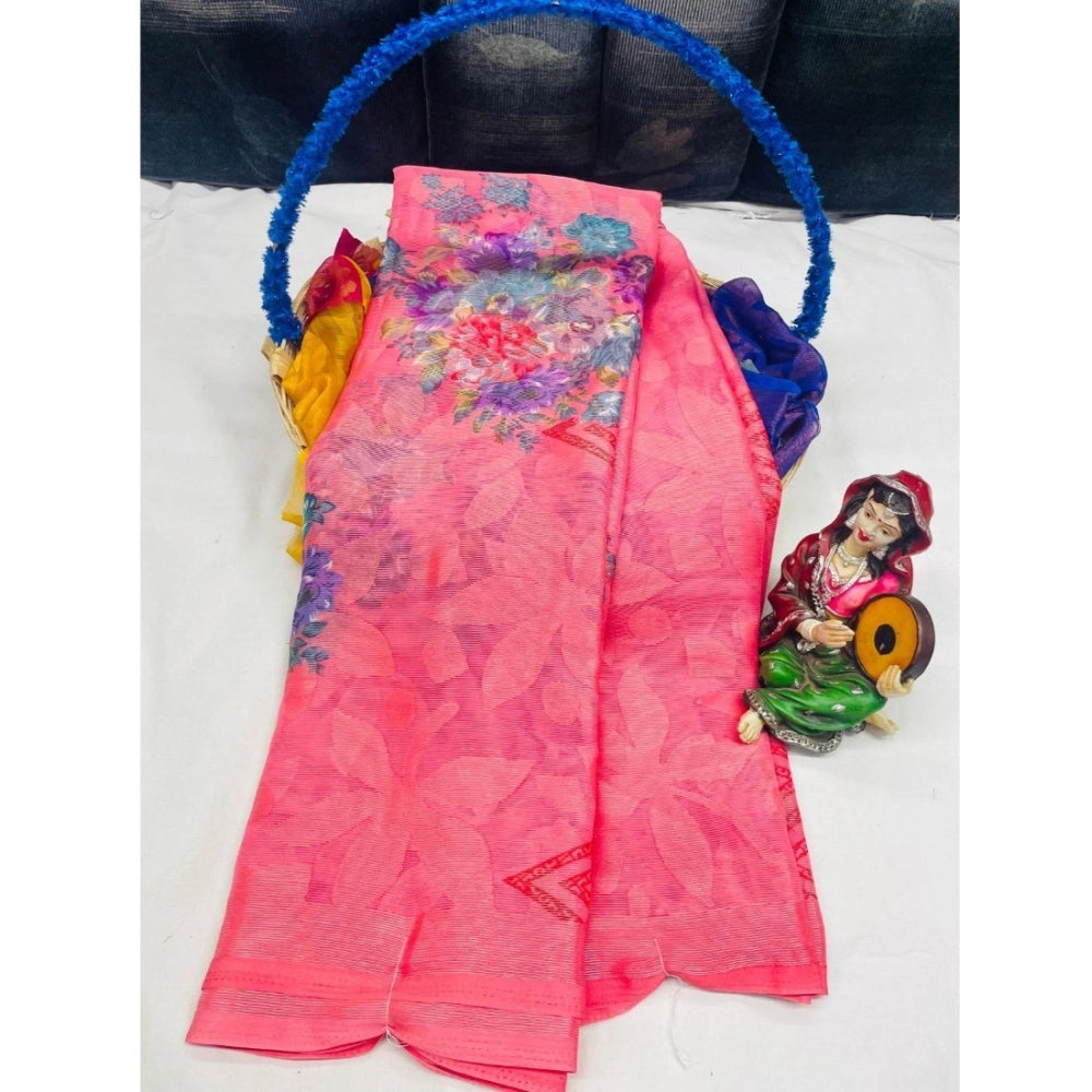 Ranili Viscose Rayon Printed Saree With Unstitched Blouse