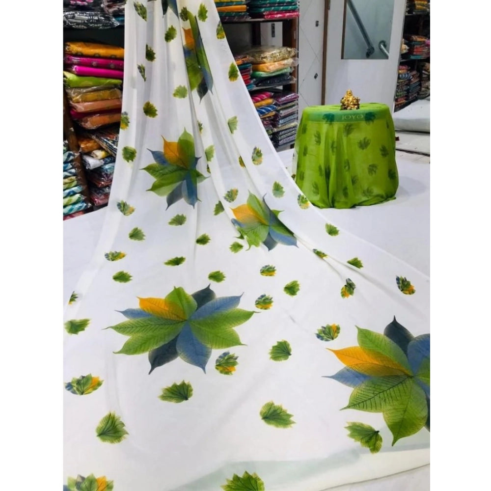 Ranili Georgette Printed Saree With Unstitched Blouse