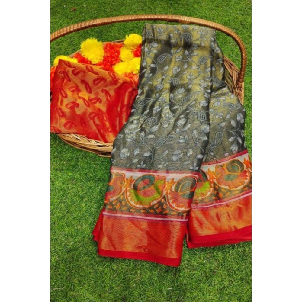 Ranili Viscose Rayon Printed Saree With Unstitched Blouse