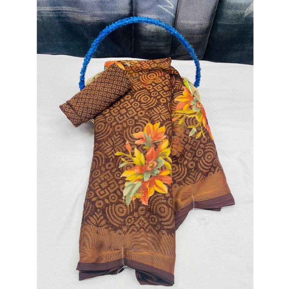 Ranili Viscose Rayon Printed Saree With Unstitched Blouse