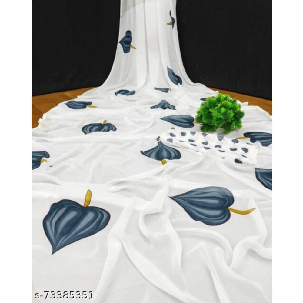 Ranili Georgette Printed Saree With Unstitched Blouse