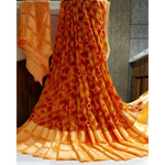 Ranili Satin Patta Printed Saree With Unstitched Blouse