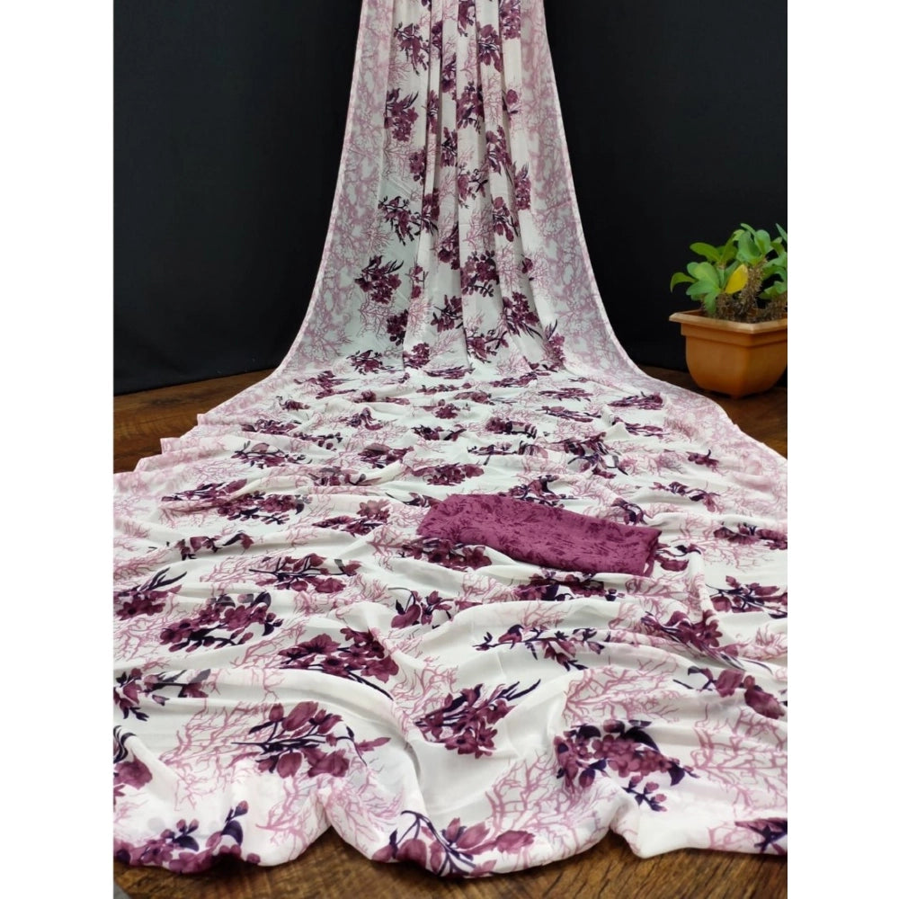 Ranili Georgette Printed Saree With Unstitched Blouse