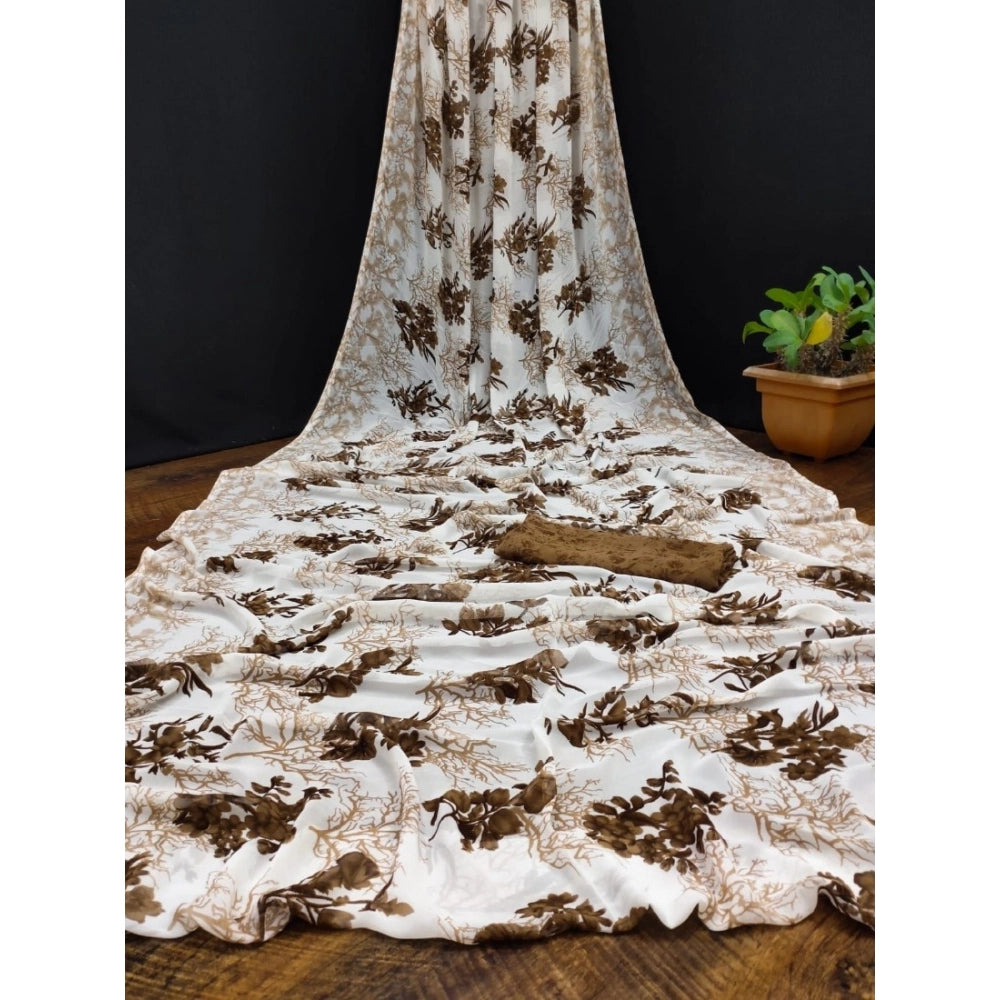 Ranili Georgette Printed Saree With Unstitched Blouse